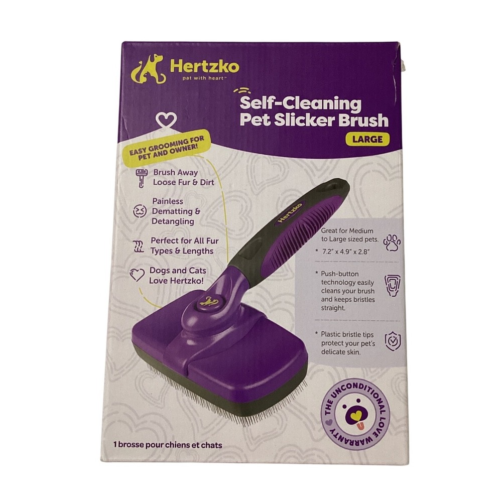 Hertzko Self Cleaning Pet Slicker Brush Large‎ Fur Grooming Tool